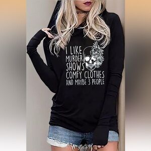 NWOT || Lightweight Black Hoodie with Skull Design (S)